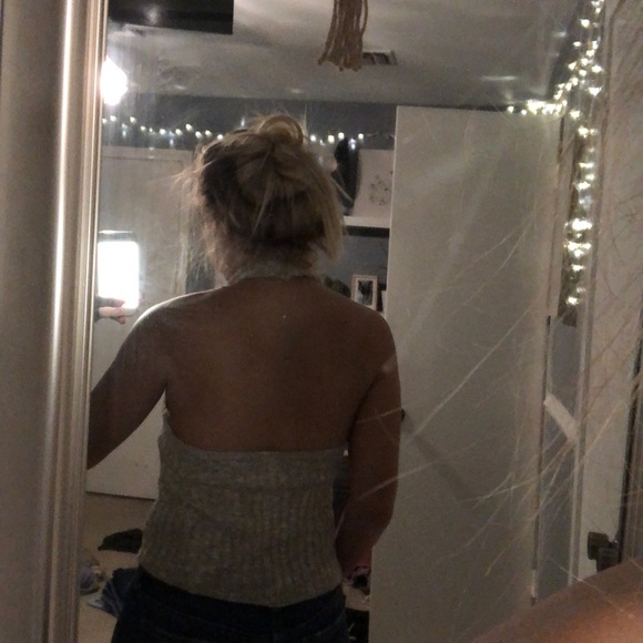 Oatmeal heather halter sweater - Picture 3 of 3